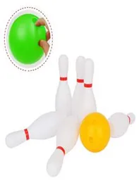Kids Bowling Set Toy Includes 10pc Classical White Pins and 2 Ball Indoor game.