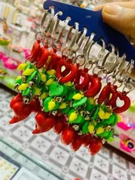 Red & Green Chili Pepper Keychain â Fun Plastic Charm