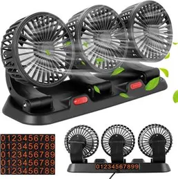 Car Fan 360° Adjustable 3 Head Air Fan Automotive Electric Fan USB/12VFan 2 Speeds Car Silent Fan For Home Desk Office&Car