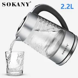 Sokany Electric Kettle Home Glass Kettle 304 Automatic Power off LED Light Kettle, Sokany SK-1027 Glass Kettle, 2200 Watts, 2.2 Liters