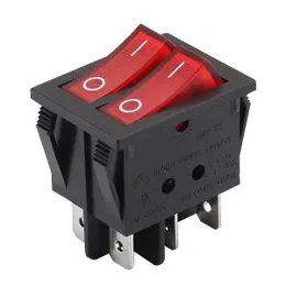Rocker Switch Dual 6-Pin Shipboard 15A/250V 20A/125V (Red)