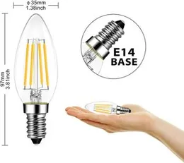 Led E14 Candle Filament Bulbs, 6W Candle Bulb Warm White,60W Equivalent,2700K,806Lm, C35 Glass Candle Bulbs, Chandeliers, Ceiling Light Fittings,Non-D