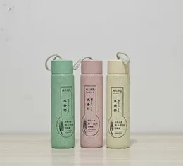 Eco-Friendly Wheat Straw Water Bottle 400ml BPA-Free Leakproof Multi-Color Carry Loop