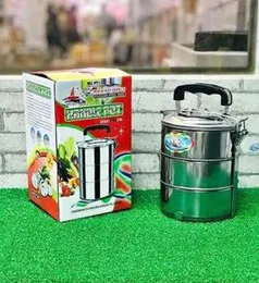 3 Layer Tiffen Carrier Portable Stainless Steel Lunch Box, Meal Food Container