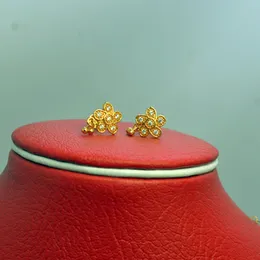 Gold Plated Flower  Stud  Stone Earring For Women.