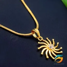 Gold Plated Chain Guaranteed 18/24 inch Chain with Sun Pendant Necklace for Women & Girl.