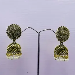 Dull Gold Indian Bollywood Bridal Designer Oxidized Jhumka Jimikki Earrings for Women and Girls