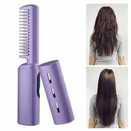 Mobile Heat Comb with USB Charging Cable | Wireless Electric Hair Straightening Comb | Portable, Rechargeable & Heated Brush for Styling | Travel-Frie