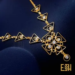 Gold plated 10 triangles design Theme necklace For Women very beautiful design for gift your lover