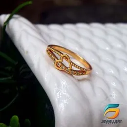 Exclusive Valentine's Collection Love Sparkling Dual Heart Cubic Zirconia Gold Plated Rings for Women and Girl's (Mixed Sizes).