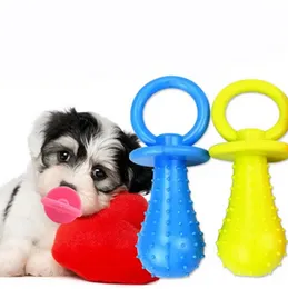 Rubber Pacifier Squeaky Pet Dog Puppy Chew Toys with Bell Sound Inside Tooth Cleaning Molars Toy