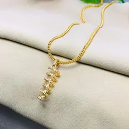 Gold Plated 2.2mm Fox Chain With Crystal Pendant With White Stone For Women.