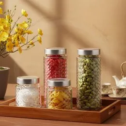 ClearLockâ¢ Executive 4-Piece Glass Storage Jar Set with Steel Lids, Glass canister set â Set of 4 Storage Containers â Glass Jars with Lid â A