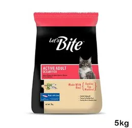 Let's Bite Active Adult(+1 Year) Dry Cat Food 5kg Lets Bite Cat Food Made with Sardine, Egg & Mackerel