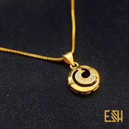BK Derana White Stone Pendant 1MM Box Chain Gold Plated Necklace – 18/24 Inch Rich Look Design for Women & Girls