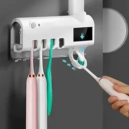 Toothpaste and Toothbrush Dispenser Solar Refill with Wall Mount Automatic Bathroom Applicator
