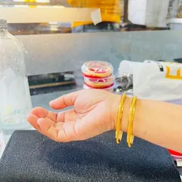 Gold Plated Fashion Jewelry One Pair Lightweight Cute Bangles for Women & Girls