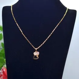 Gold Plated 1mm New Model Box Chain With Double Heart Pendant With White Stone For Women.