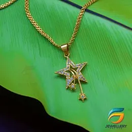 Gold Plated 02MM Bismark Chain Guaranteed 18/24 inch Chain with Pendant Star Vaalmiki Necklace for Ladies & Girl-60cm