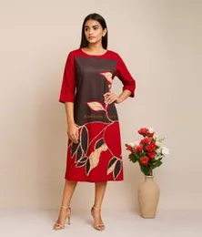 Red with Beige,Brown and White Premium Batik SV 11