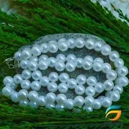 White Glass Pearl Necklace With Bracelet Adjustable Extender Pearl For Woman.