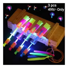 3PCS Amazing LED Light Arrow Flying Toy Party Fun Gift Elastic Slingshot Flying Copters Birthdays Thanksgiving Christmas Day Outdoor Game for Children
