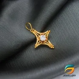 Gold Plated Rich Look Fashion and Stylish Design Cross Pendant With Stone For Ladies.