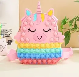 Cute Pop It Bag - Unicorn Casual Backpack for Girls - Fully Silicon Mini Bag Girls Kids Birthday Gift - Party Favors Picnic with Adjustable Strap, Pop
