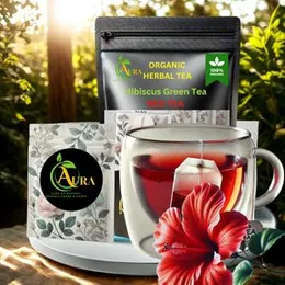Aura Hibiscus Green Tea â Red Tea Blend (50 Tea Bags)