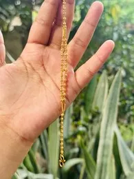 Gold Plated Double Line Small Ball Carving Bracelet for Women & Girls