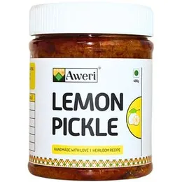 Aweri Lemon Pickle (400g): Zesty Blast of Sour & Spicy Flavours | 100% Natural Homemade Taste | Aids Digestion | Made with Cold Pressed Mustard Oi