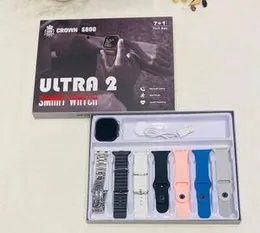 CROWN S800 7 IN 1 Strap Smartwatch â Wireless Charging, Multi-Strap, Fitness & Health Tracker