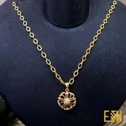 Gold Plated New 4MM Full Machine Cut Link Chain 18/24 Inch with Sun Flower Theme Pendant