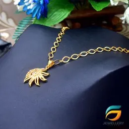 Gold Plated Guarantee 18/24 inch Machine Cut Link Chain with pendant Necklace for ladies.