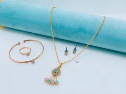 Elegant Womenâs Stone Necklace Set with Matching Earrings, Ring & Sabona