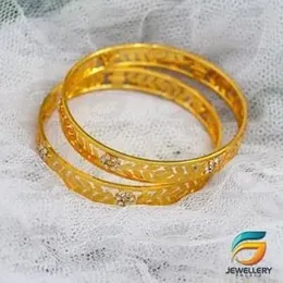 Gold bangle Set Designer With White Stone For Women.