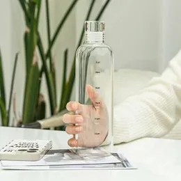 500ml Borosilicate Glass Water Bottle with Time Markers Leakproof Wide Mouth Hydration Tracker