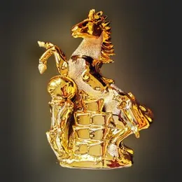 10 Inch Gold Horse Statue - Stallion Loving Playing Gold Color Horse Standing Statue, Rearing Horse Art Figurine Decorative Sculpture Home Decor Accen