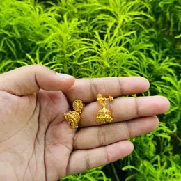 Gold Plated Small Jimikki Drop Earrings with Flower Head for Women and Girls