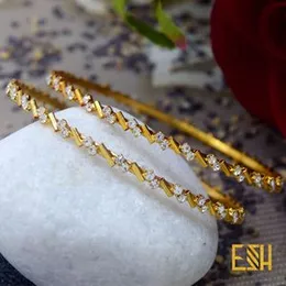 Gold Plated Zigzag bangles With Stone For Women Fashion Valentine's day Jewelry Gift gift items for girls