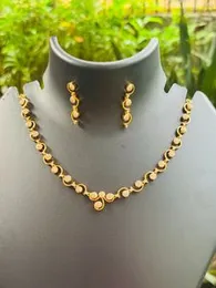 Gold plated Hight quality beautiful Derana type design necklace with white stone one pair earring for girl and women [ free box ]