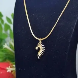 Gold Plated 2.2mm Fox Chain With Peacock Pendant With White Stone For Women.