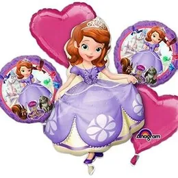 5 Pcs Foil Ballons Sofia Birthday Party Decoration