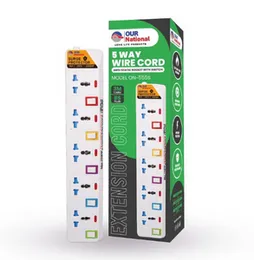 Our National ON-555S Extension Cord Multi Socket 13A Surge Protection Individual Switches Heavy Duty Flame Retardant Power Strip