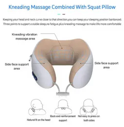 Portable Rechargeable U-Shaped Massage Pillow Car Cervical Massage Pillow, Neck Pillow Home, Travel, Office.