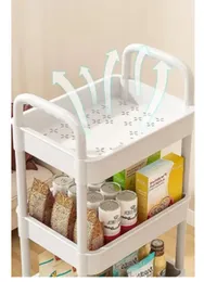 3 Tier Storage Trolley Cart on Wheels Plastic Mobile Rolling Trolley For Kitchen Bathroom Laundry Rolling Rack L39 cm x W27 cm x H73 cm White