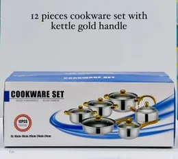 12pc cookware set with kettle gold handle