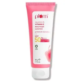 plum squalane & VITAMIN E dewy-bright sunscreen protects & nourishes SPF 50