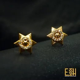 Gold Plated Guaranteed Star Earrings with White Fixed Stone