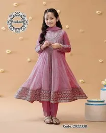 Muskaan Kids Mauve Pink Embroidered Anarkali Suit